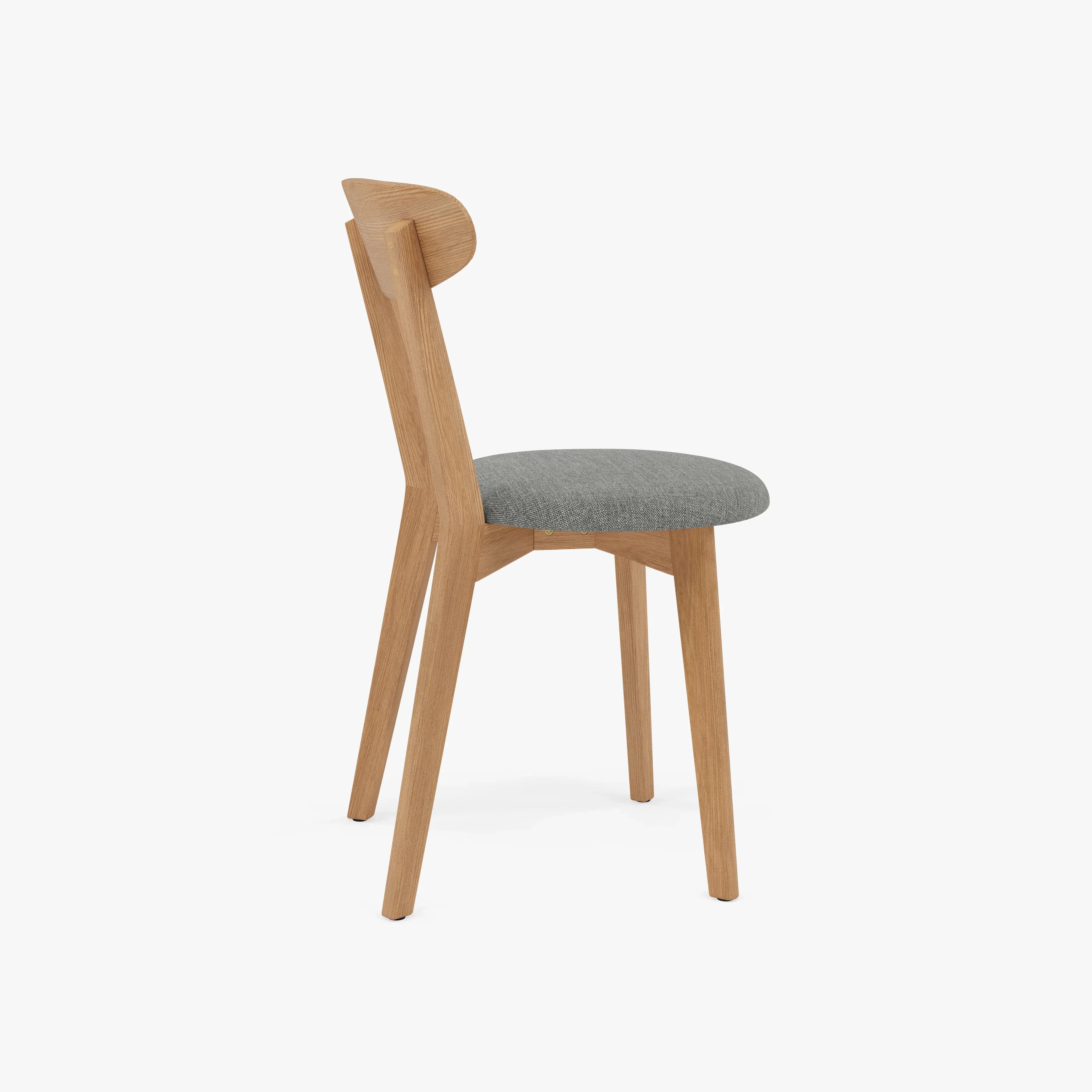 Henrik Dining Chair Pewter Gray Fabric Solid American Oak