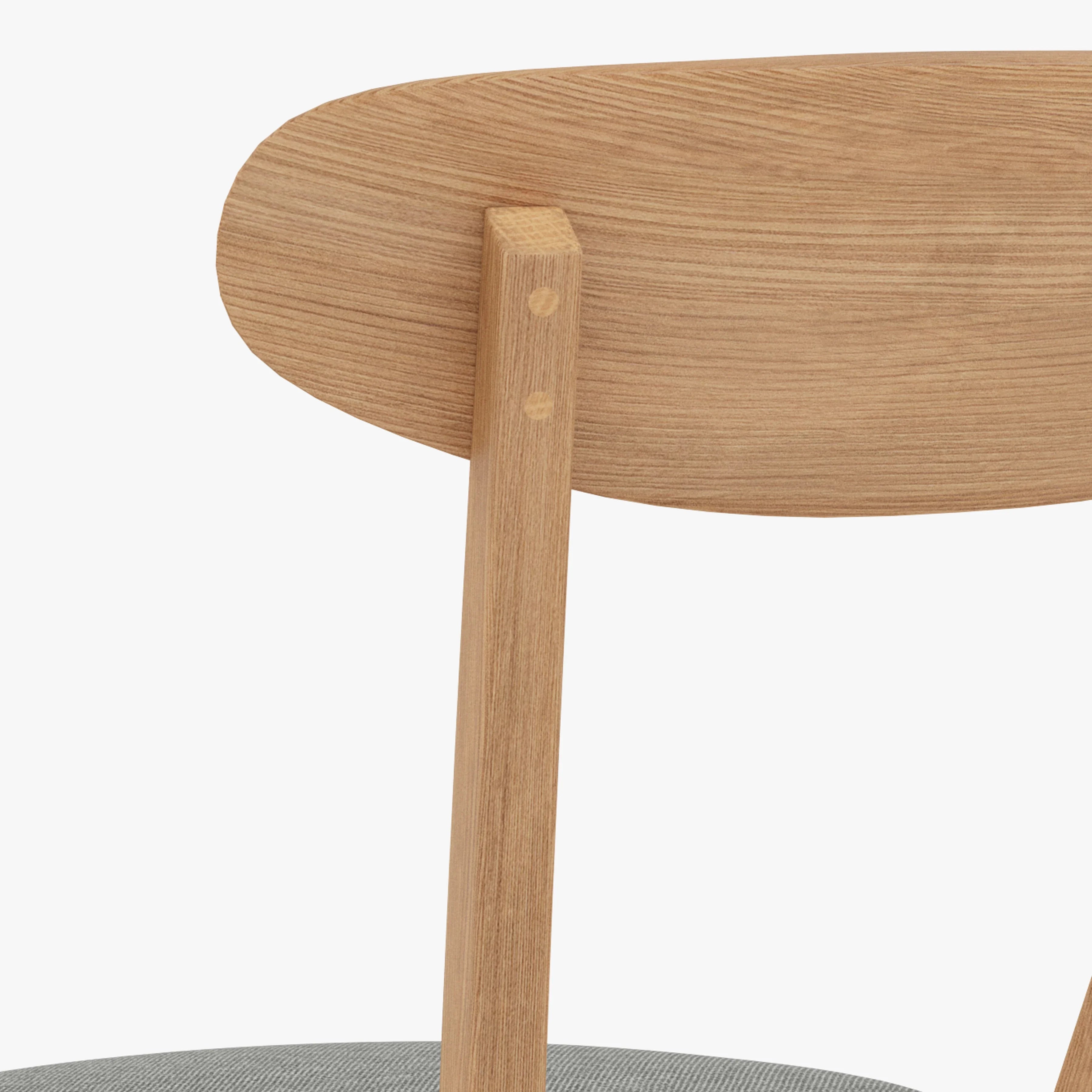 Henrik Dining Chair Pewter Gray Fabric Solid American Oak