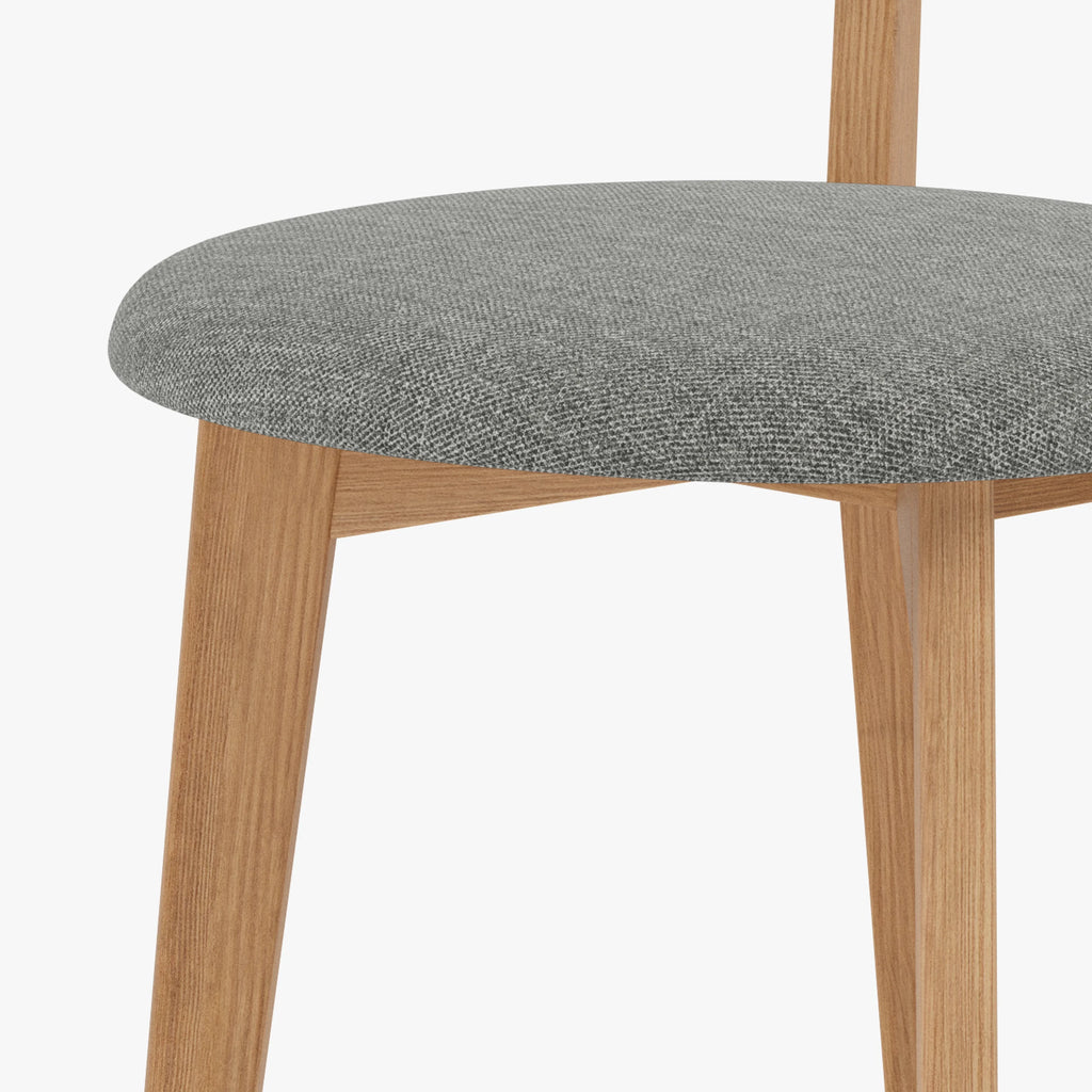 Henrik Dining Chair Pewter Gray Fabric Solid American Oak