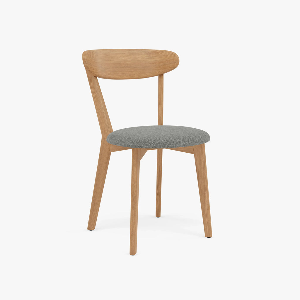 Henrik Dining Chair Pewter Gray Fabric Solid American Oak