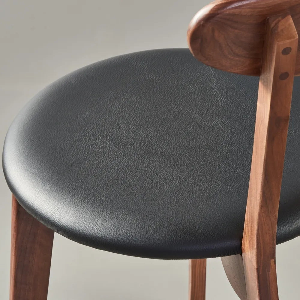 Henrik Dining Chair Black Leather Solid American Walnut