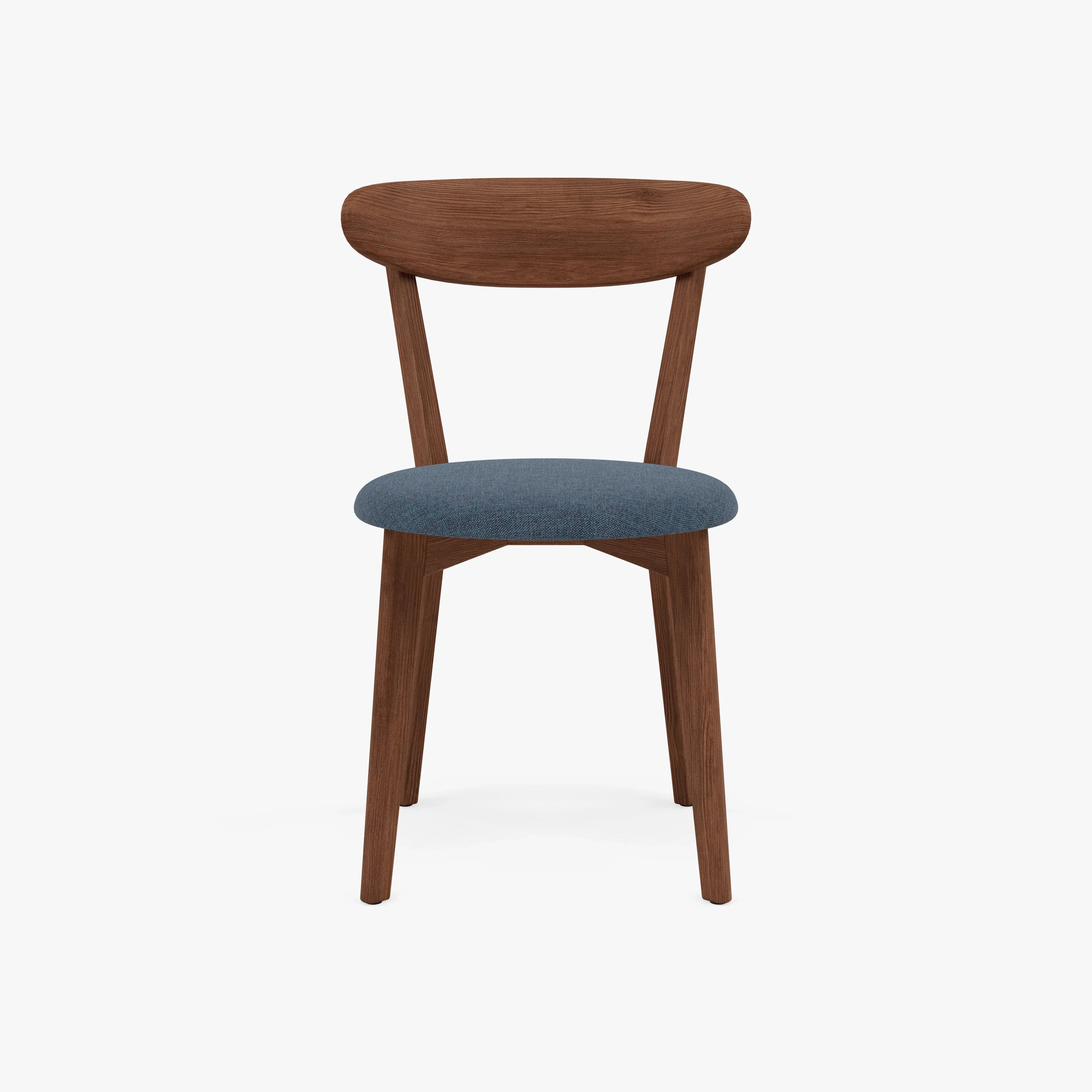 Henrik Dining Chair Chambray Blue Fabric Solid American Walnut