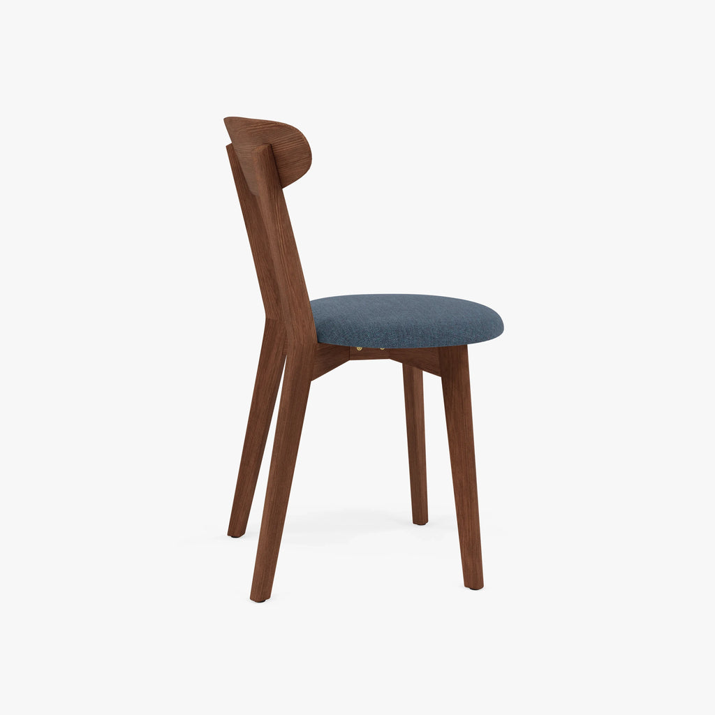 Henrik Dining Chair Chambray Blue Fabric Solid American Walnut
