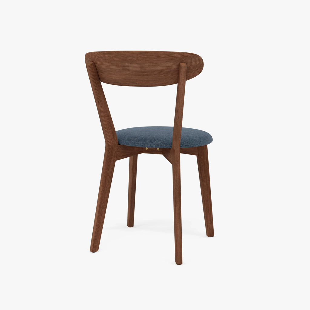 Henrik Dining Chair Chambray Blue Fabric Solid American Walnut