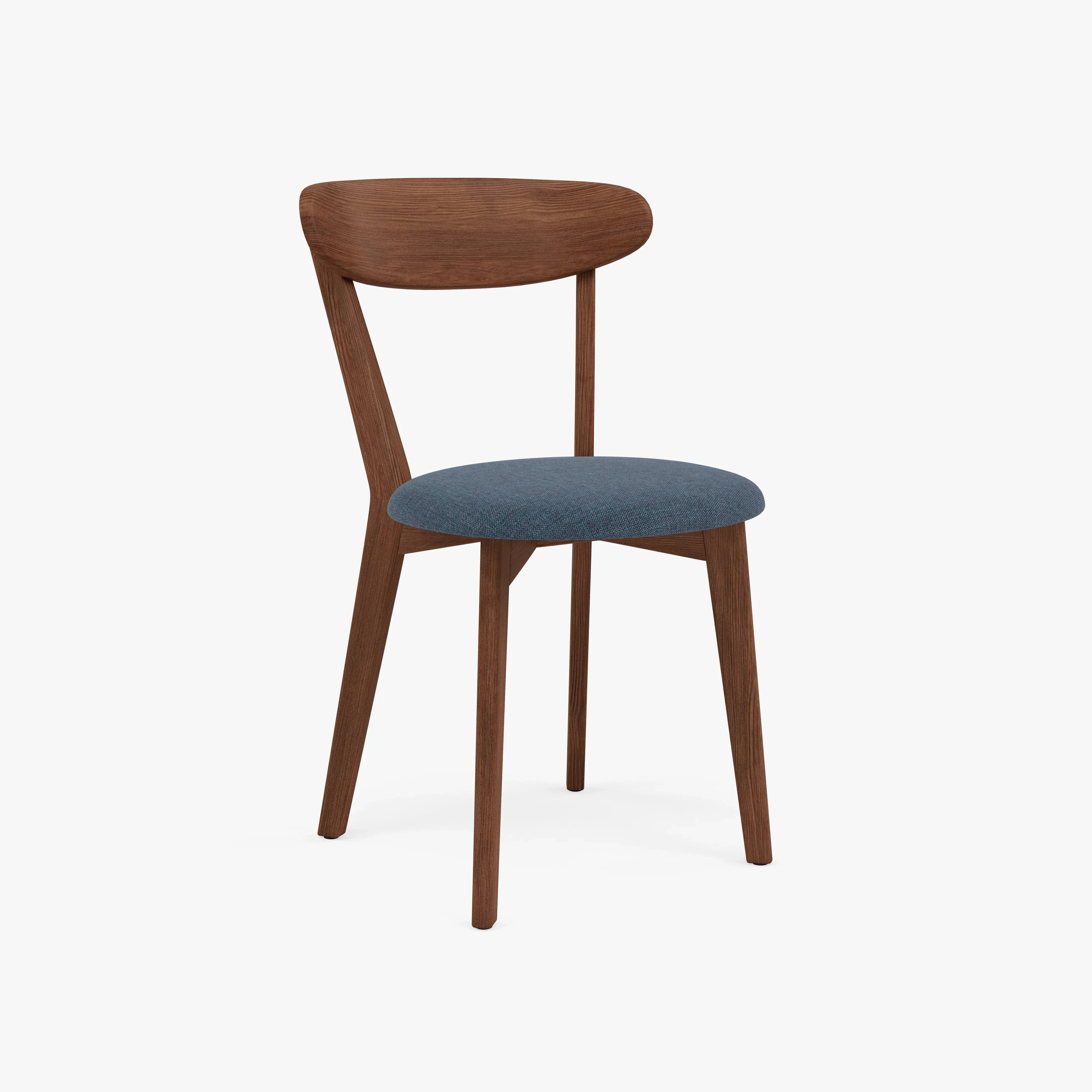 Henrik Dining Chair Chambray Blue Fabric Solid American Walnut