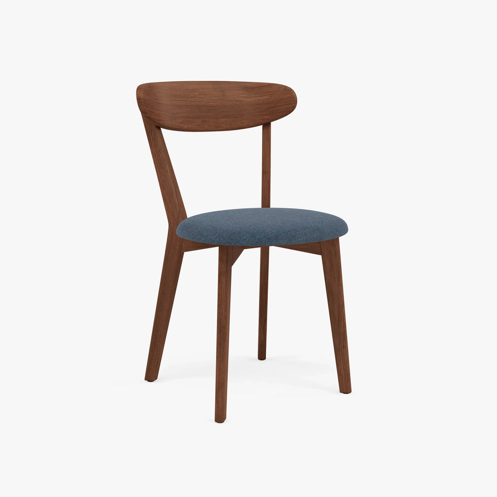 Henrik Dining Chair Chambray Blue Fabric Solid American Walnut