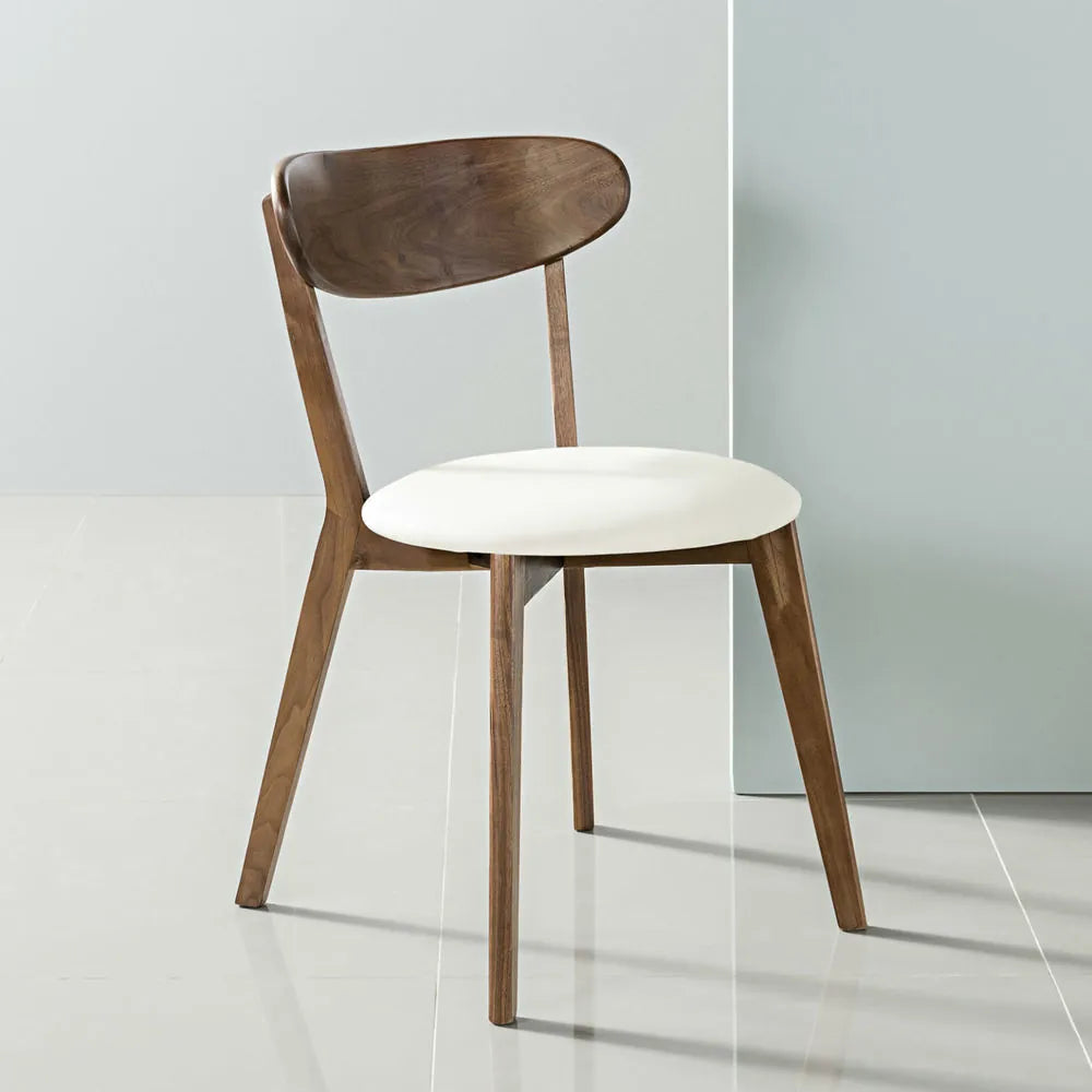 Henrik Dining Chair Cream Leather Solid American Walnut