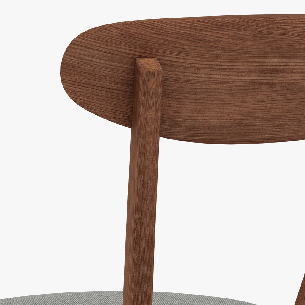 Henrik Dining Chair Pewter Gray Fabric Solid American Walnut