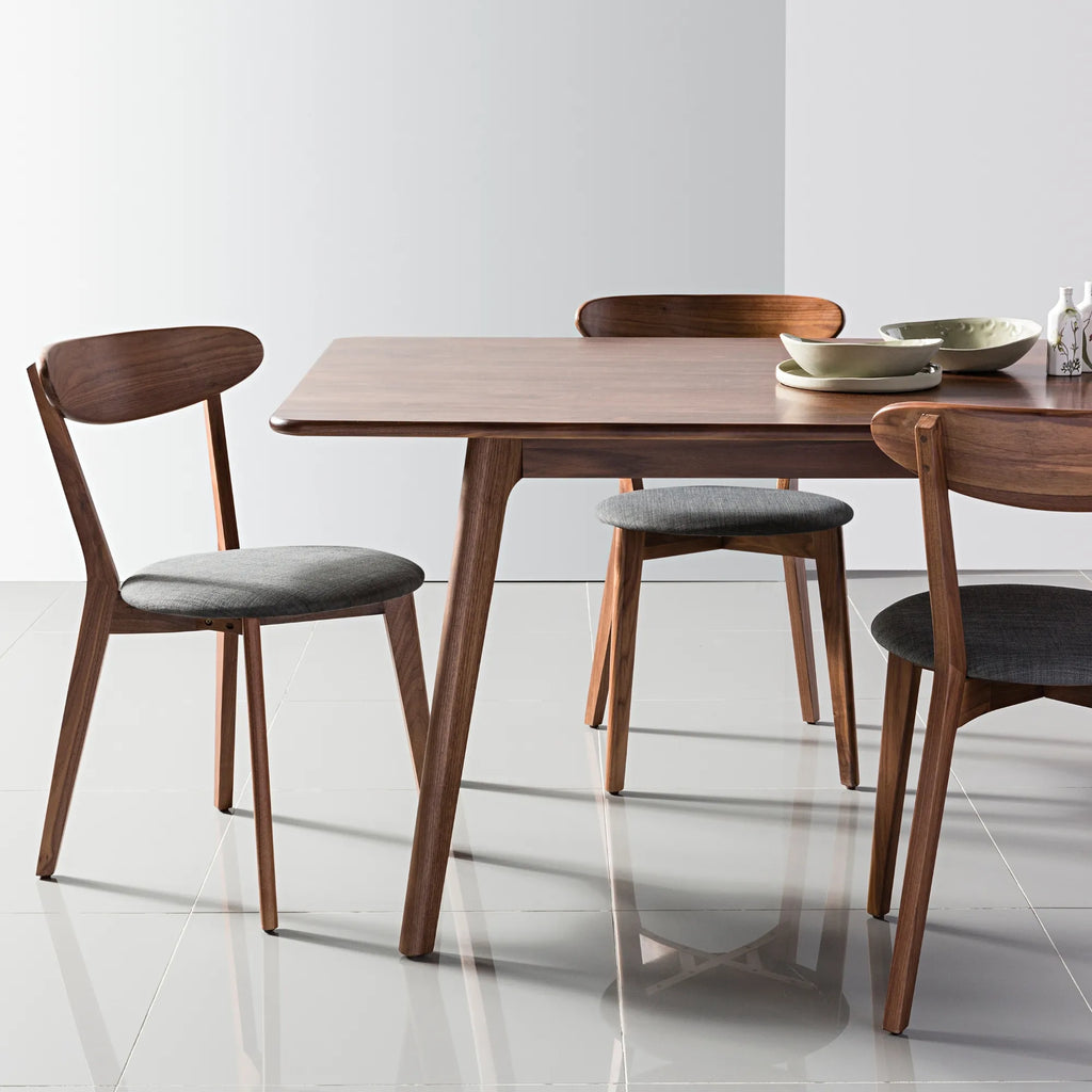 Henrik Dining Chair Pewter Gray Fabric Solid American Walnut