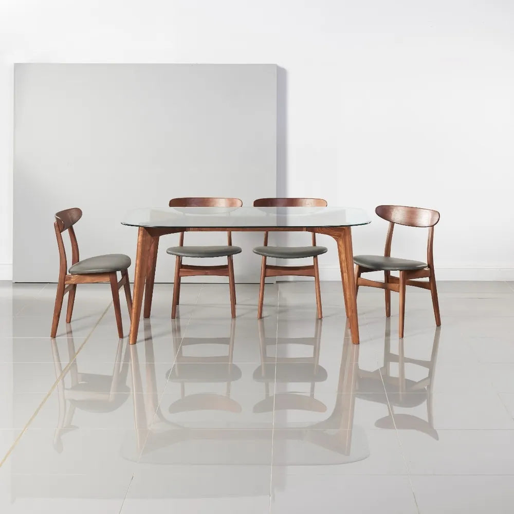 Hilda Dining Table 63" x 35" Solid American Walnut