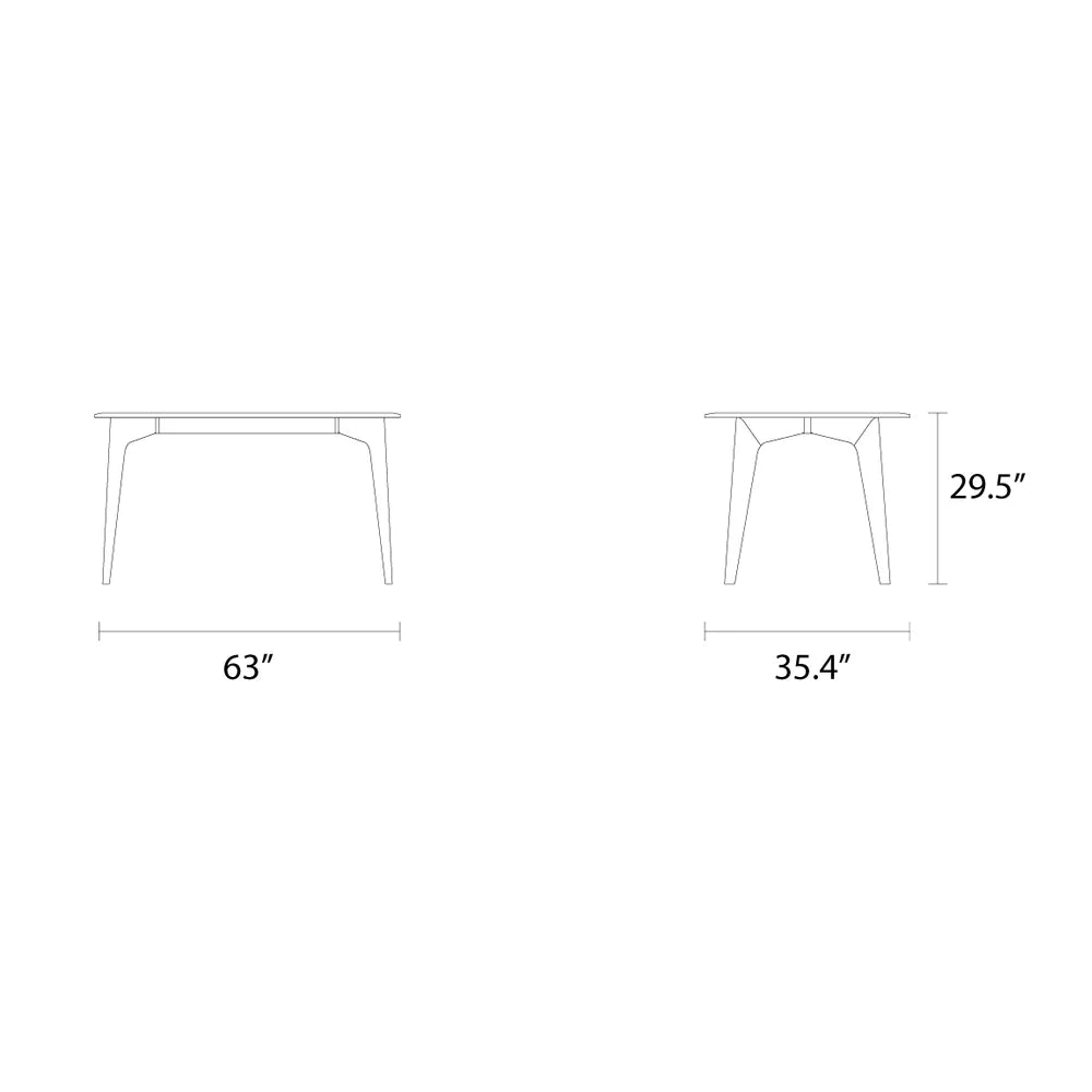 Hilda Dining Table 63" x 35" Solid American Walnut