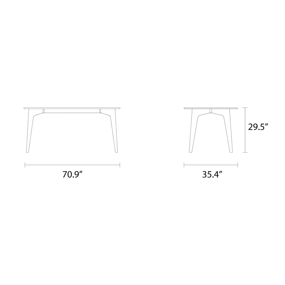 Hilda Dining Table 71" x 35" Solid American Walnut
