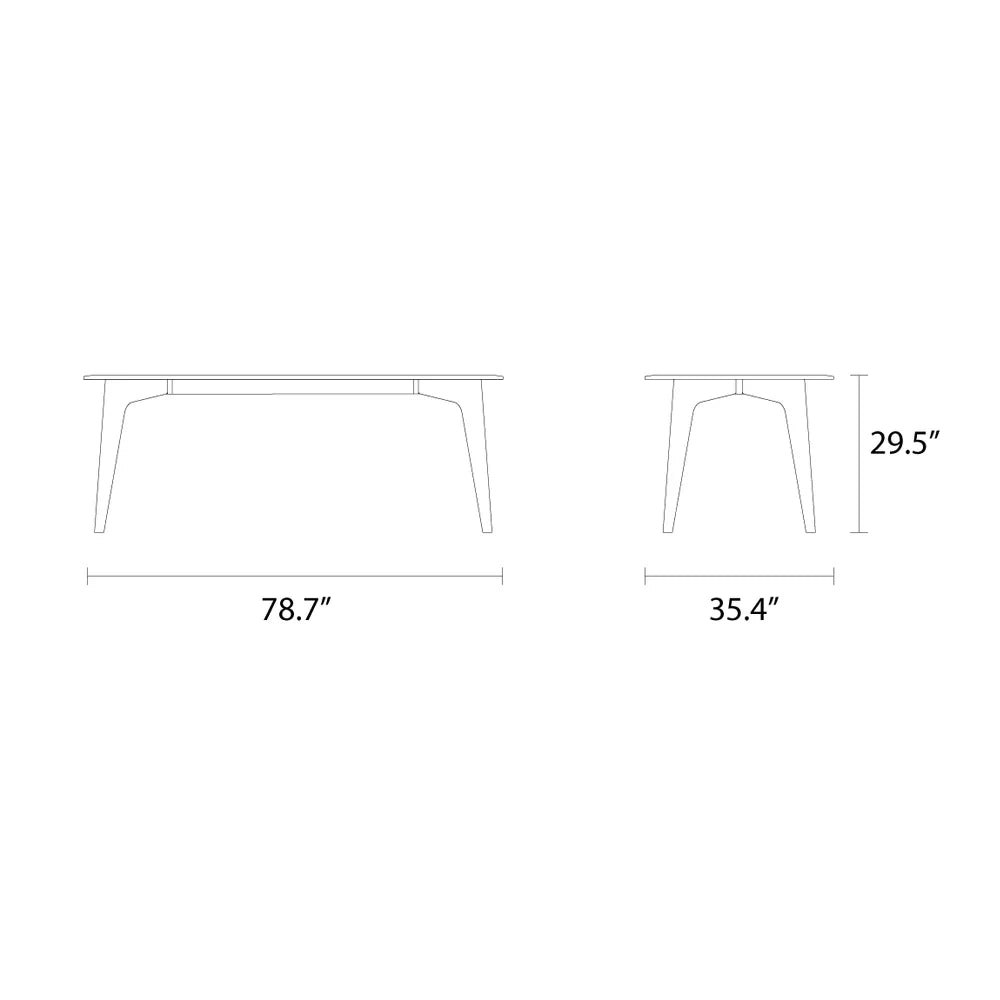 Hilda Dining Table 79" x 35" Solid American Walnut