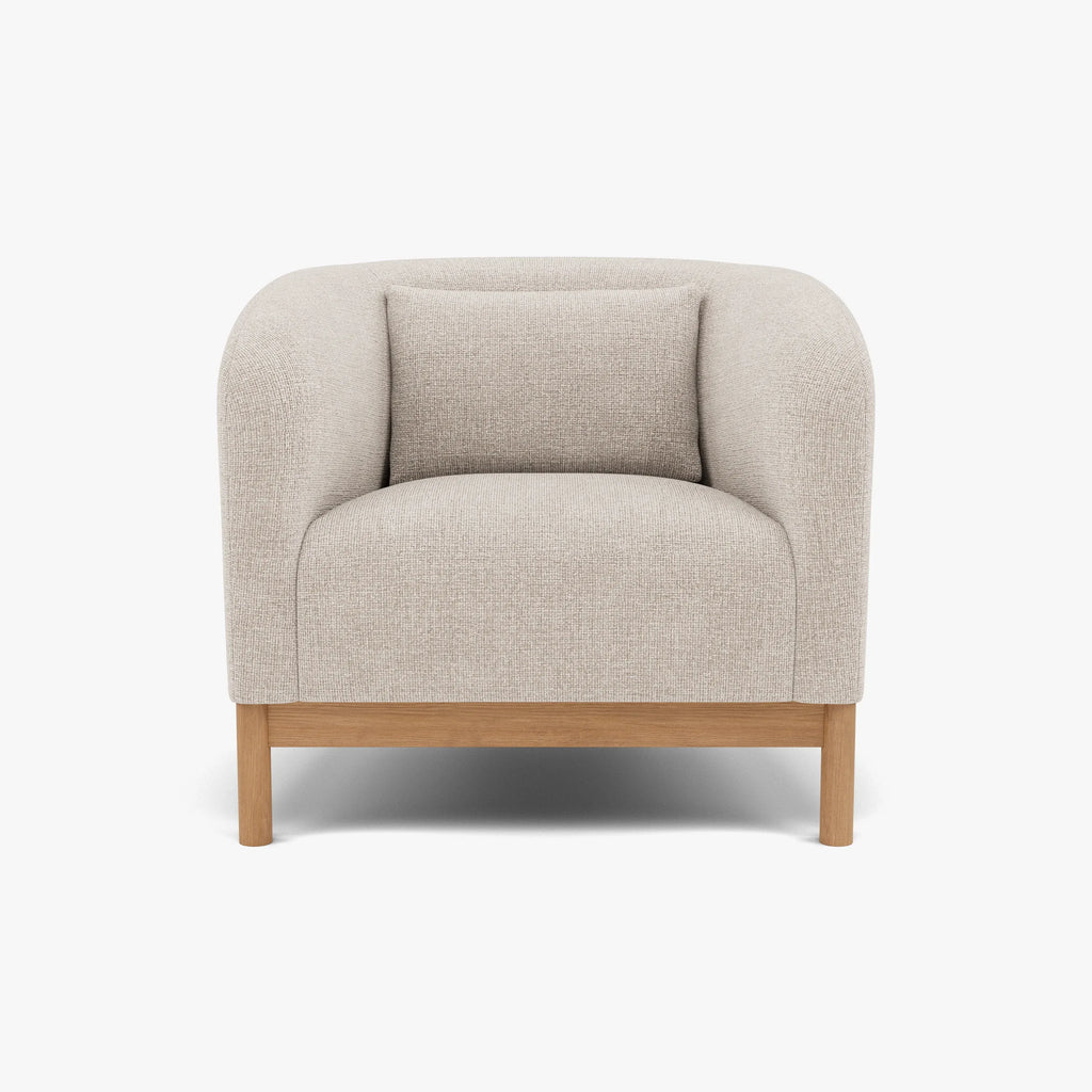 Hink Armchair Ivory Beige Fabric Solid American Oak