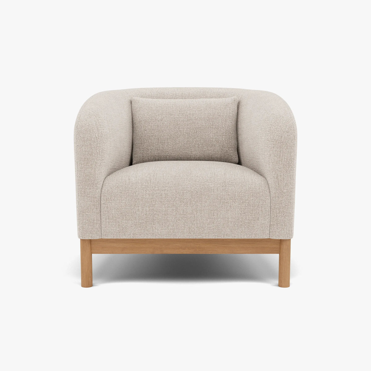 Hink Armchair Ivory Beige Fabric Solid American Oak