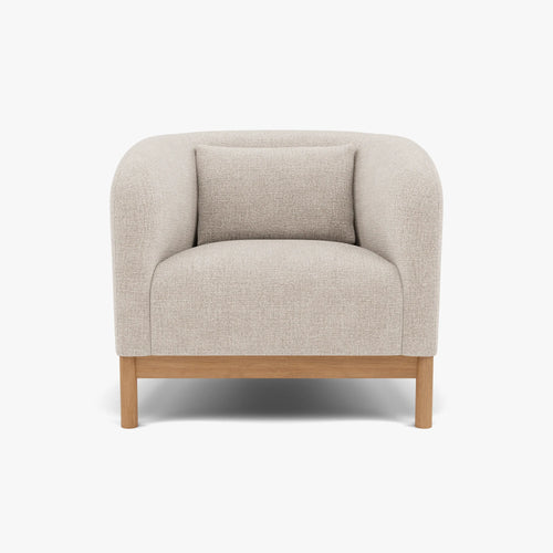 Hink Armchair Ivory Beige Fabric Solid American Oak