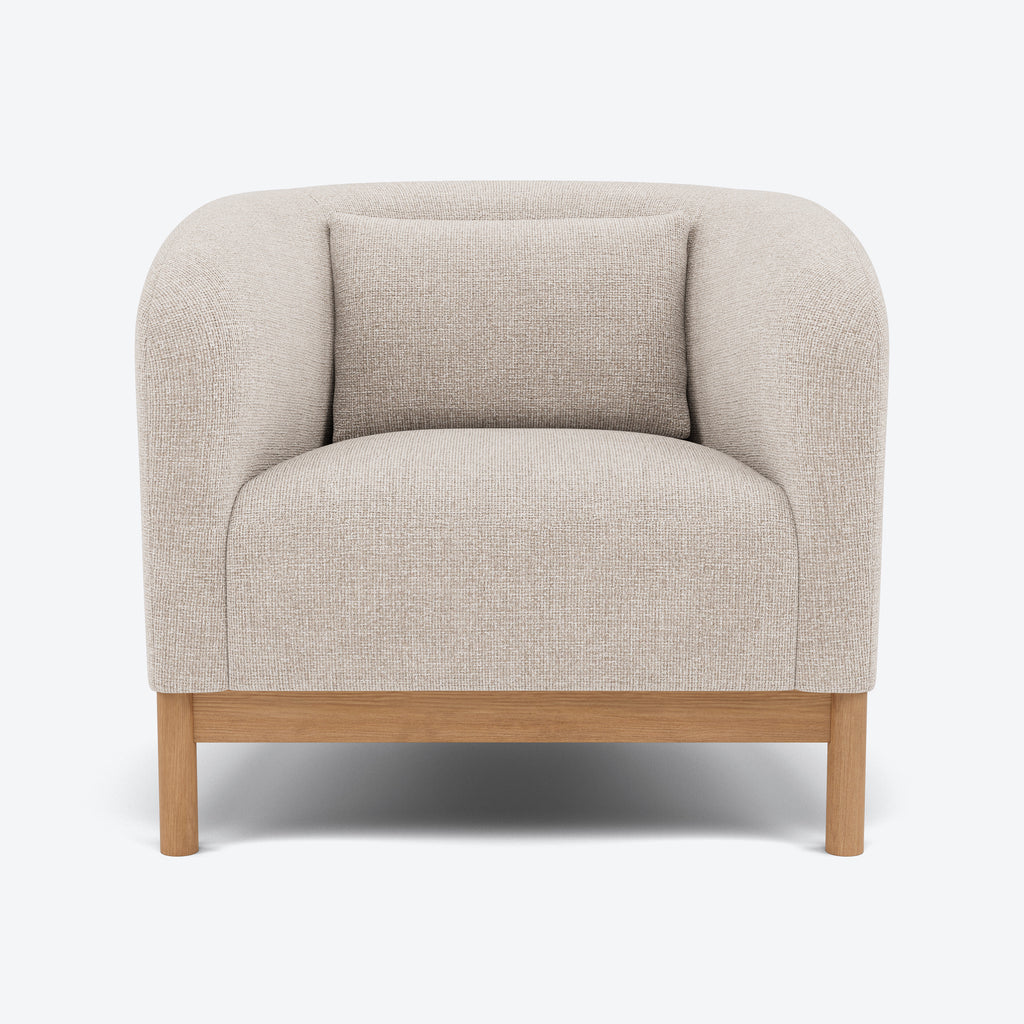 Hink Armchair - Ivory Beige Fabric with Solid American Oak
