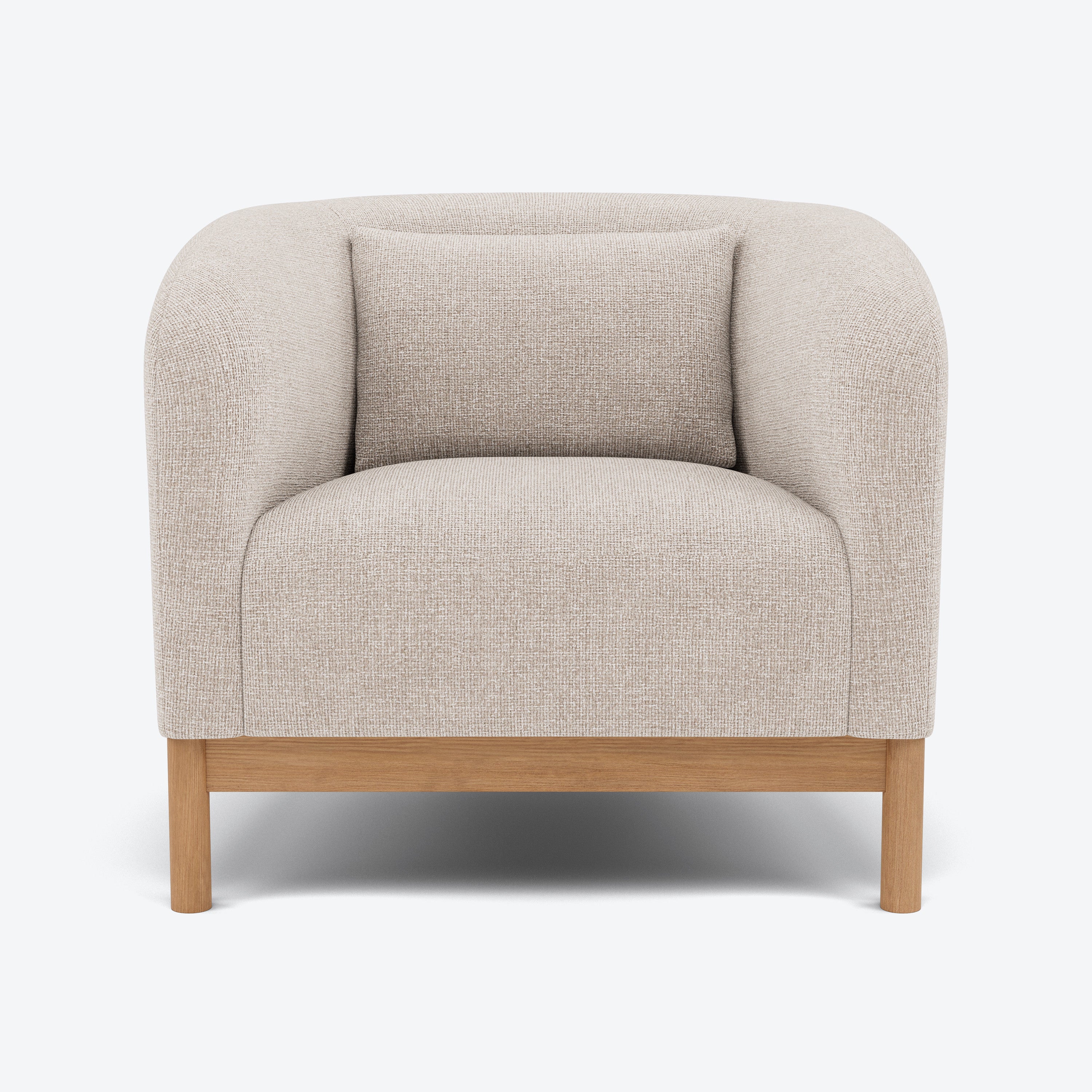 Hink Armchair - Ivory Beige Fabric with Solid American Oak