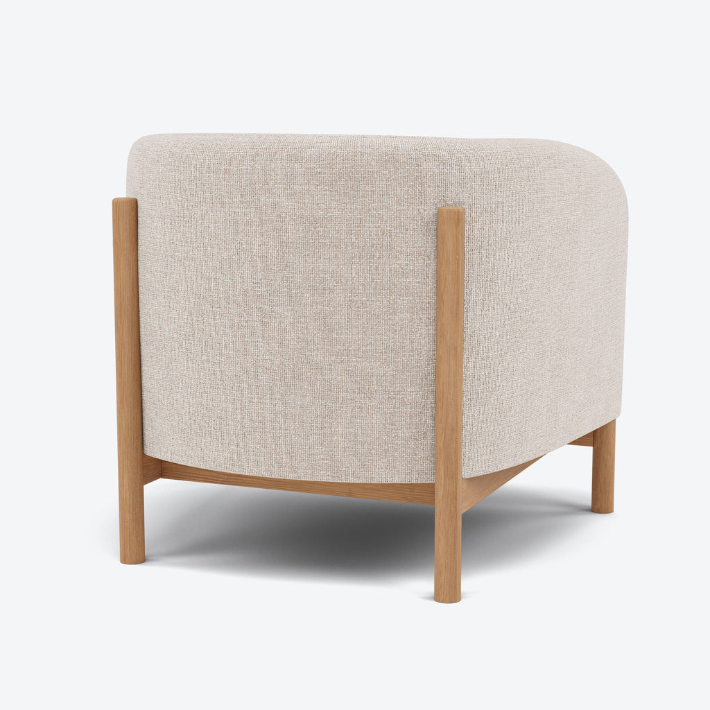Hink Armchair - Ivory Beige Fabric with Solid American Oak