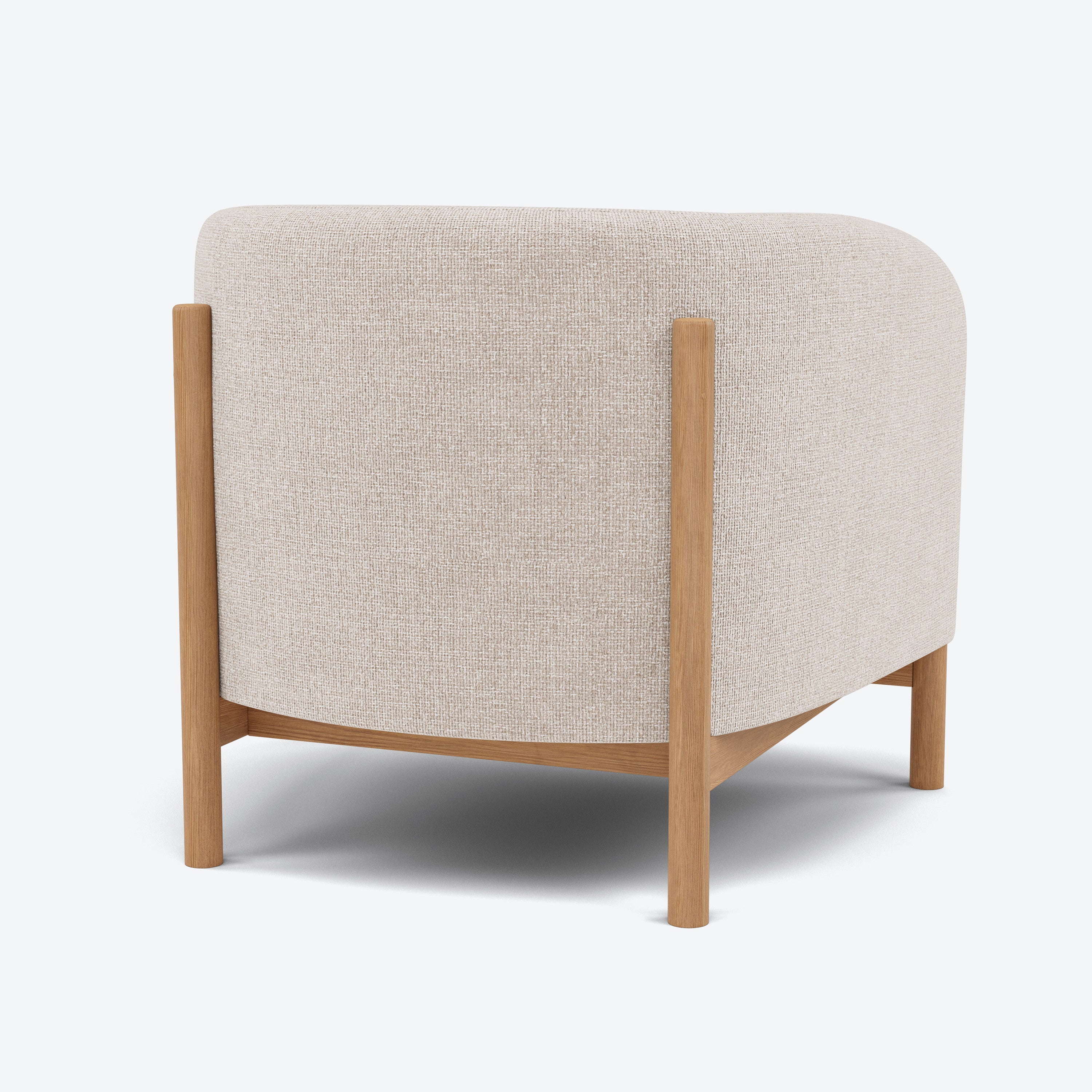 Hink Armchair - Ivory Beige Fabric with Solid American Oak