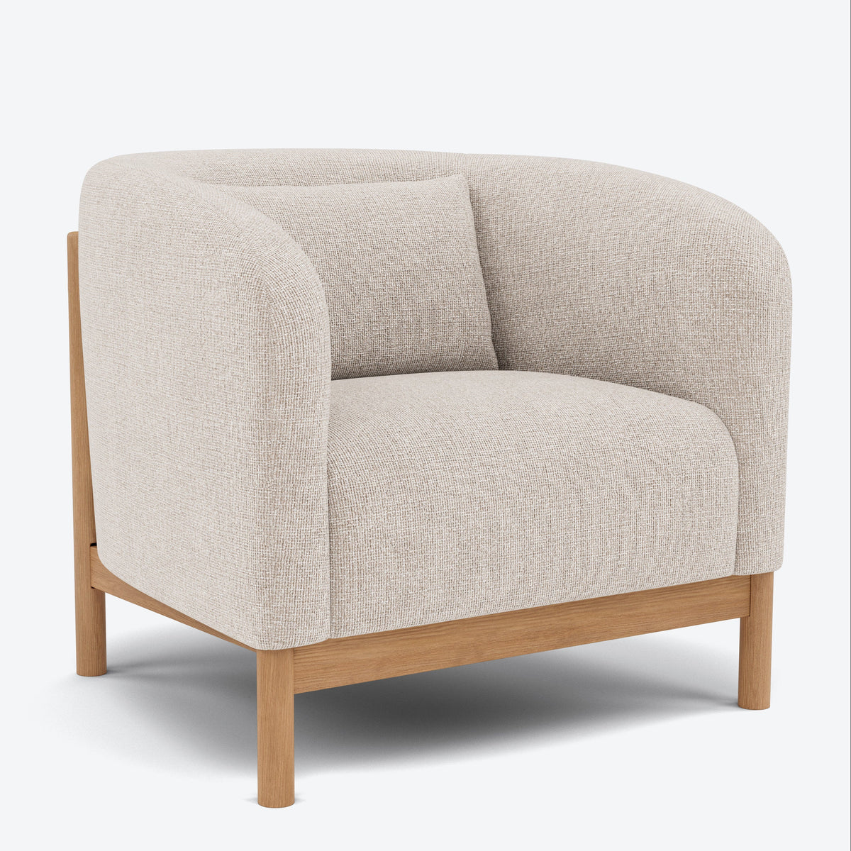Hink Armchair - Ivory Beige Fabric with Solid American White Oak