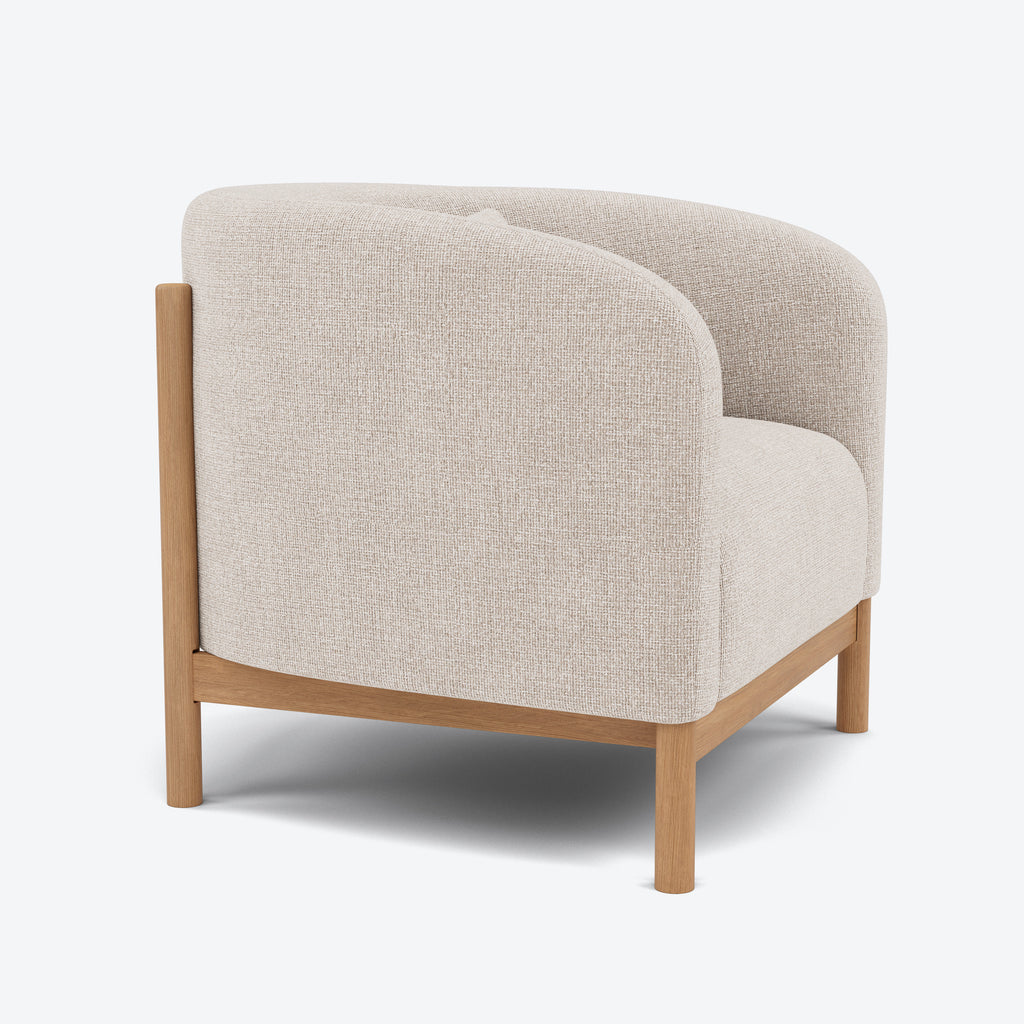 Hink Armchair - Ivory Beige Fabric with Solid American Oak