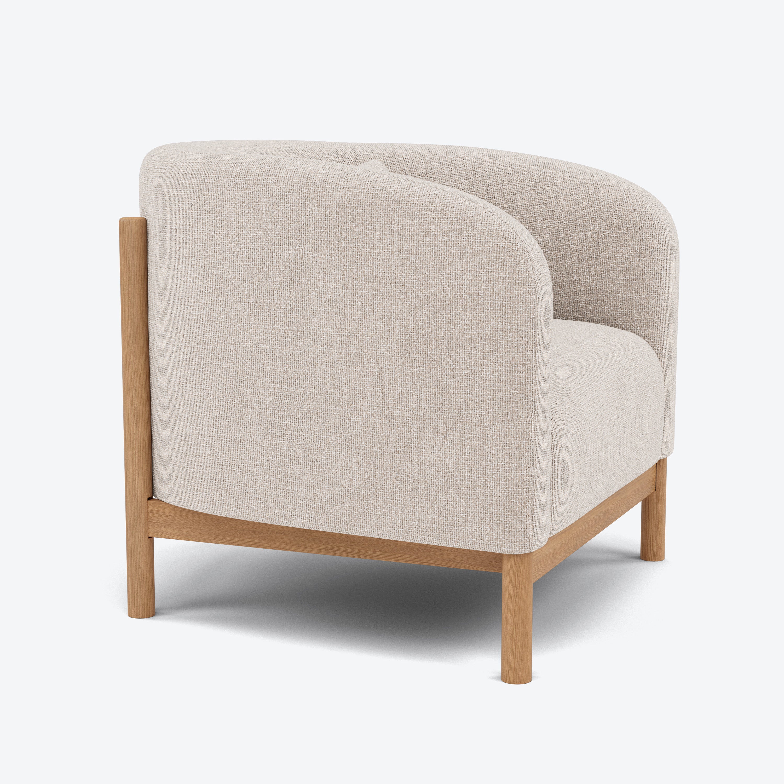 Hink Armchair - Ivory Beige Fabric with Solid American Oak
