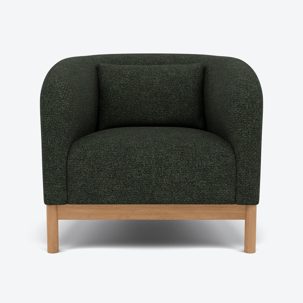 Hink Armchair - Olive Green Fabric with Solid American Oak