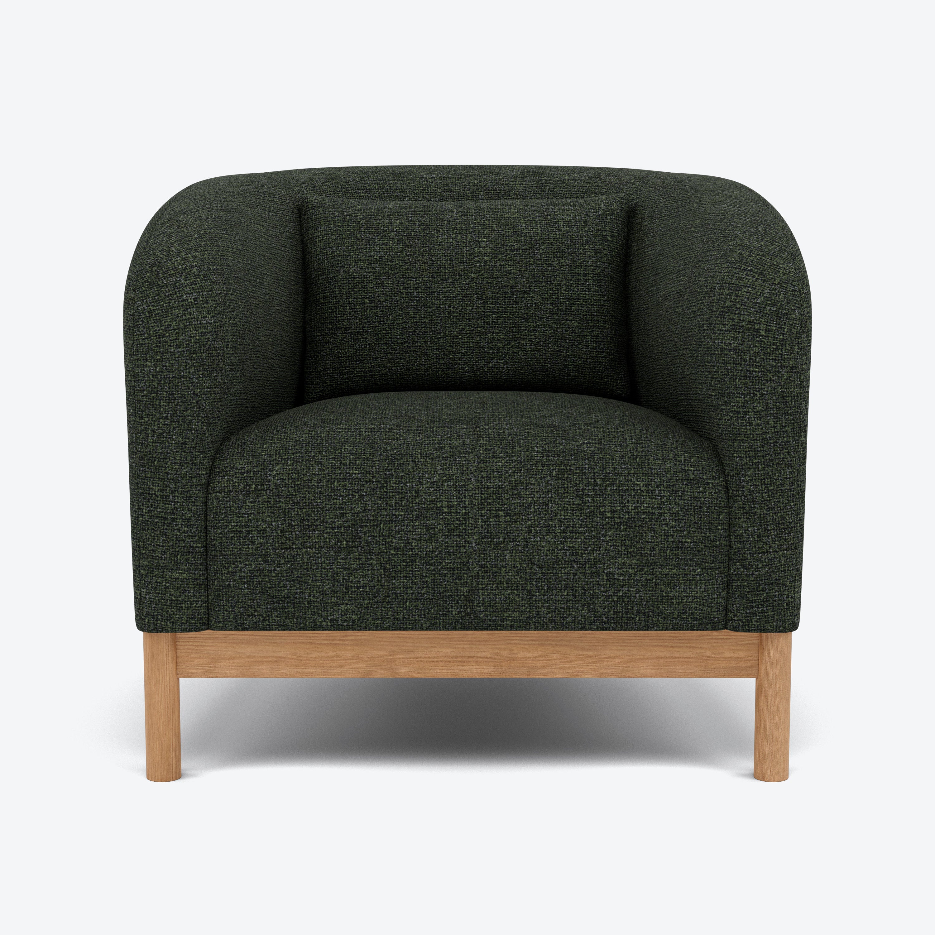 Hink Armchair - Olive Green Fabric with Solid American Oak