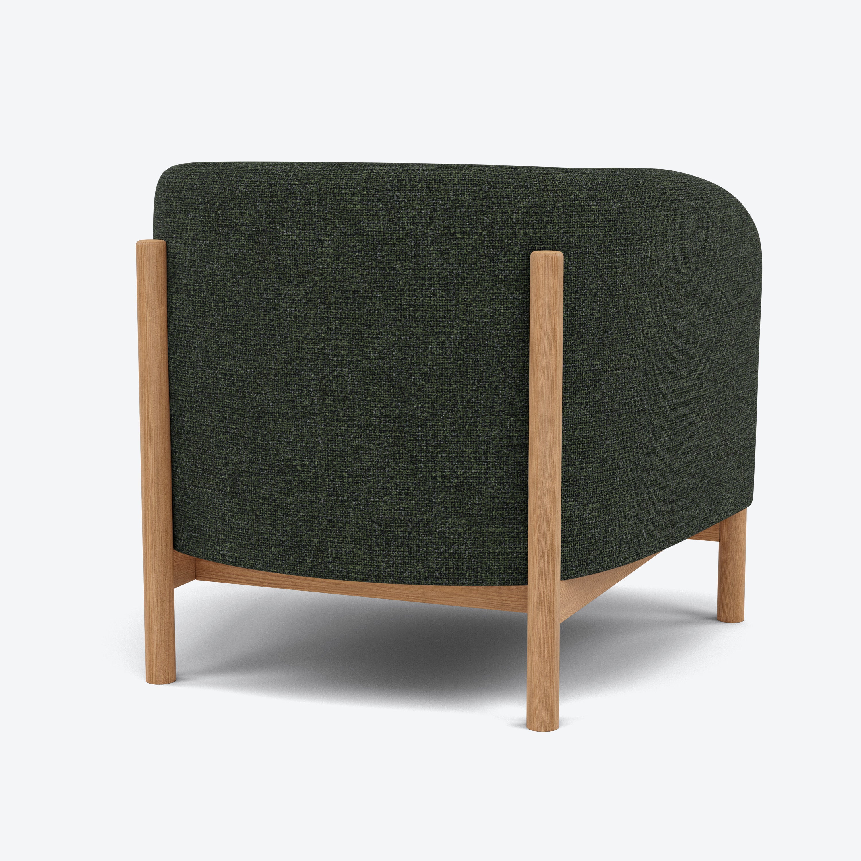 Hink Armchair - Olive Green Fabric with Solid American Oak