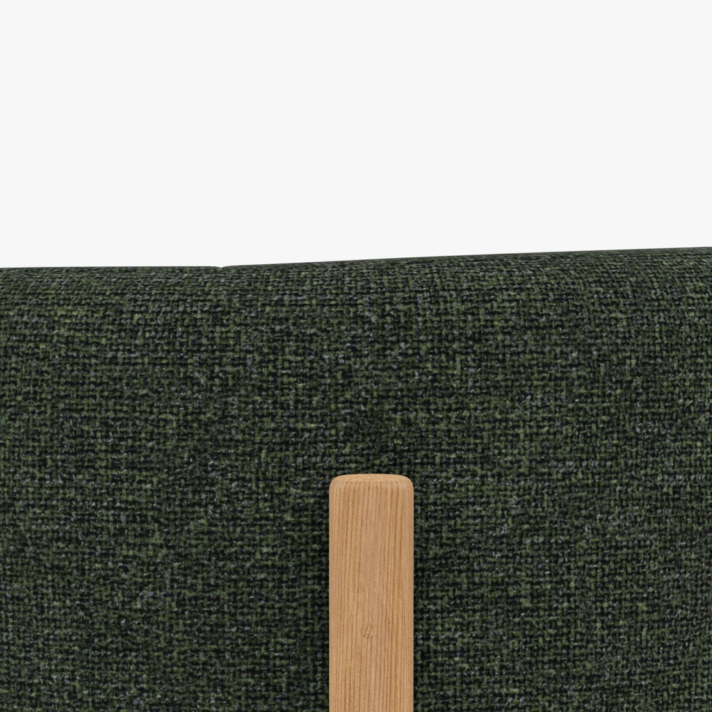 Hink Armchair Olive Green Fabric Solid American Oak