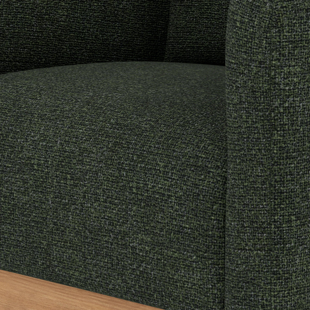 Hink Armchair Olive Green Fabric Solid American Oak