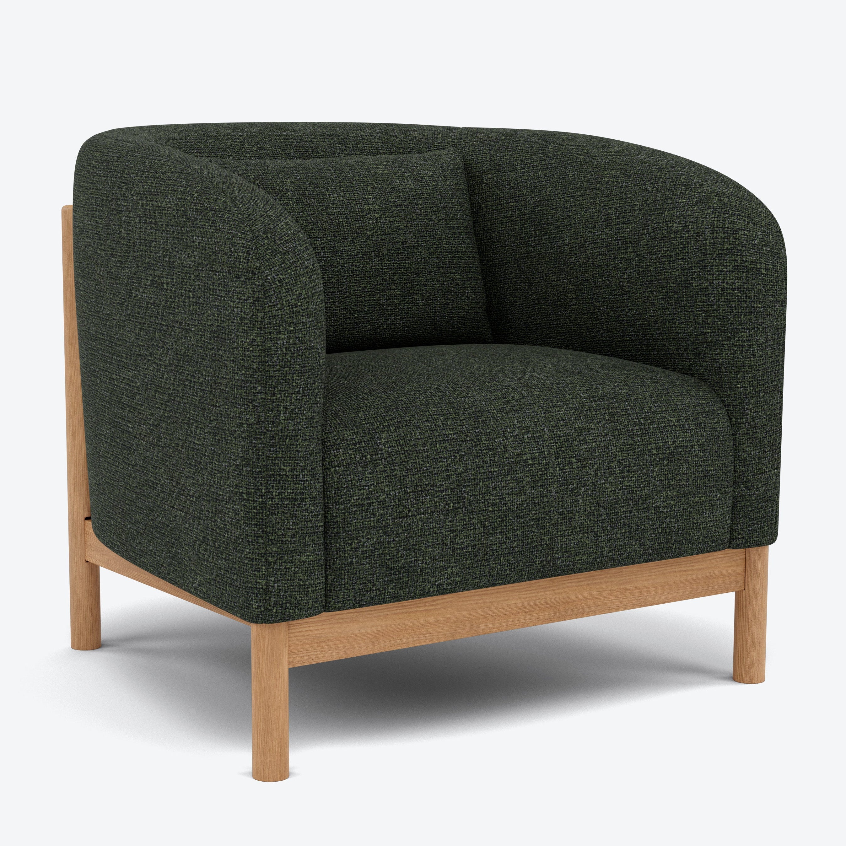 Hink Armchair - Olive Green Fabric with Solid American Oak