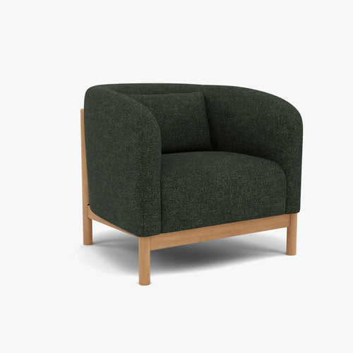Hink Armchair Olive Green Fabric Solid American Oak