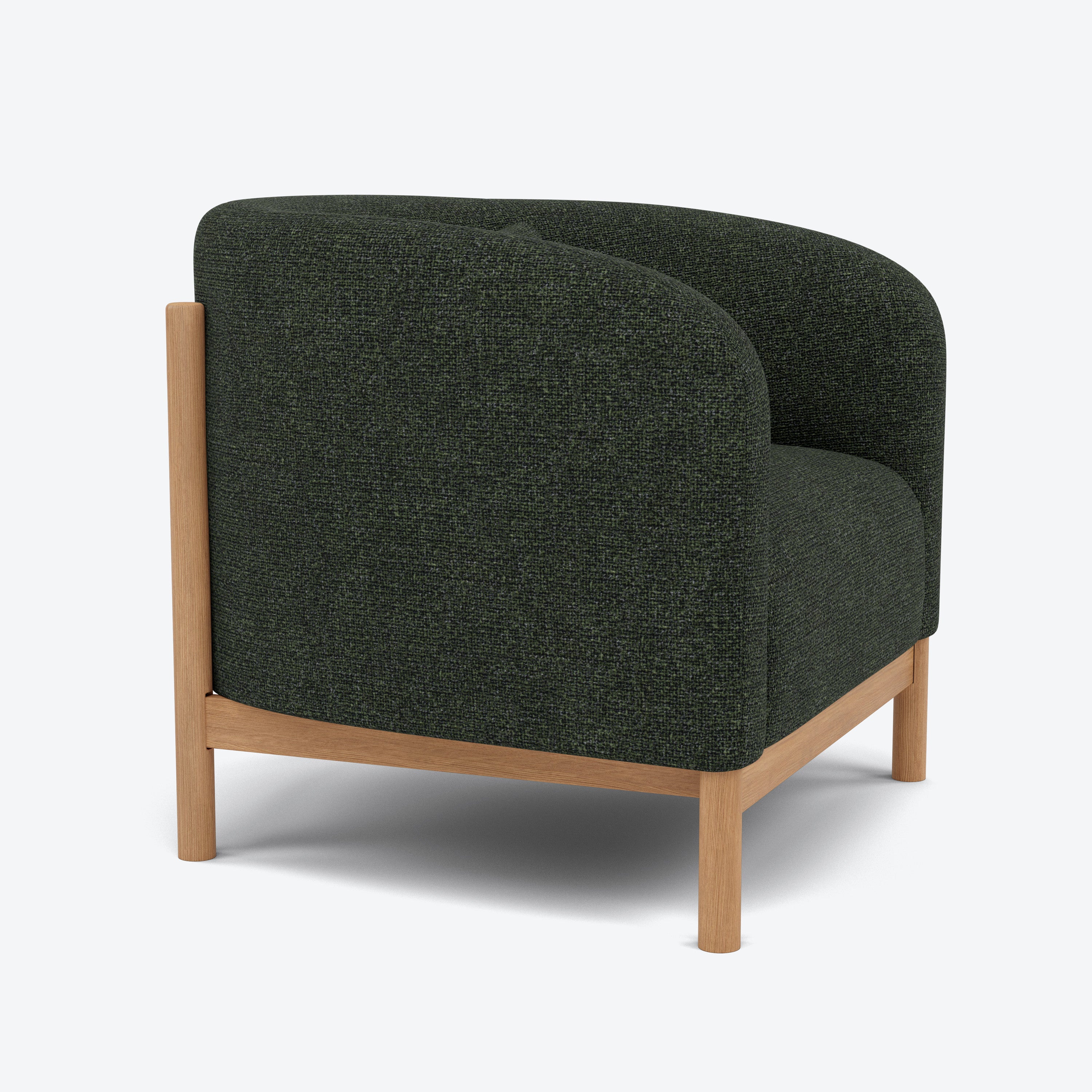 Hink Armchair - Olive Green Fabric with Solid American Oak