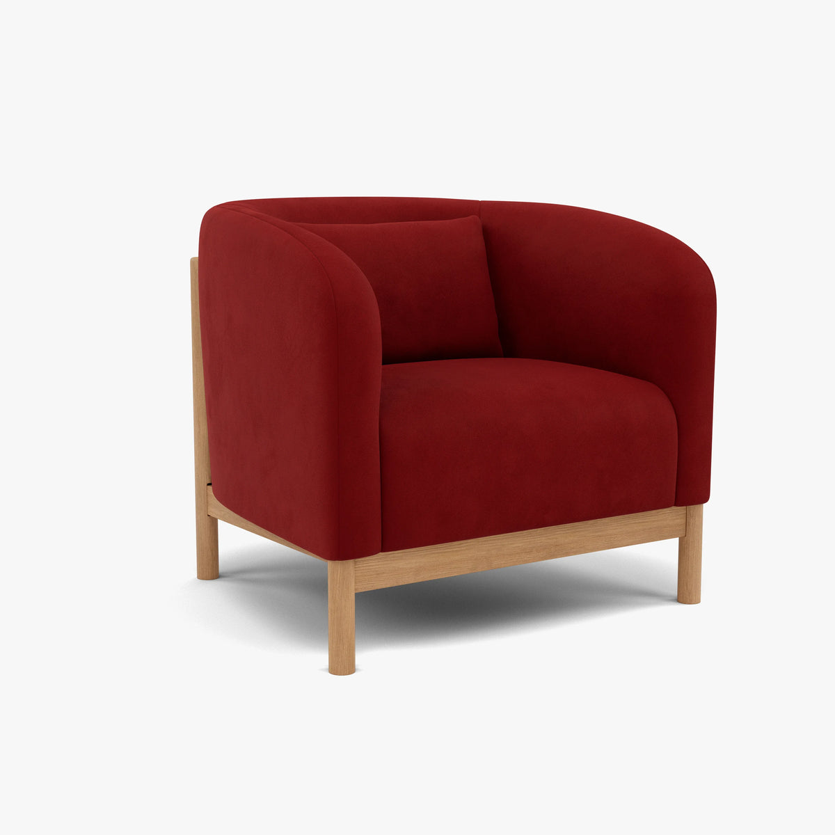 Hink Armchair Rich Red Velvet Solid American Oak