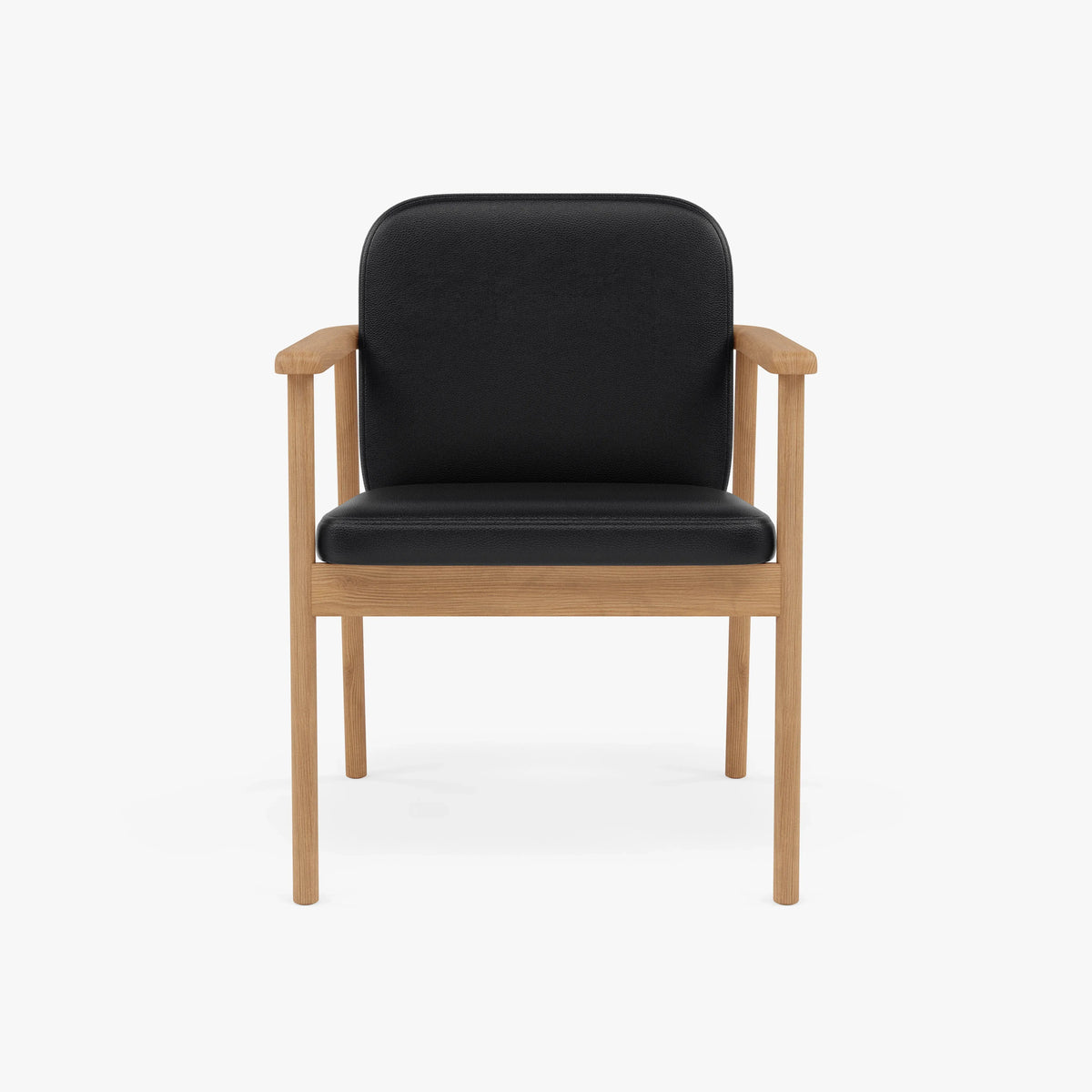 Jackson Dining Chair Black Leather Solid American Oak