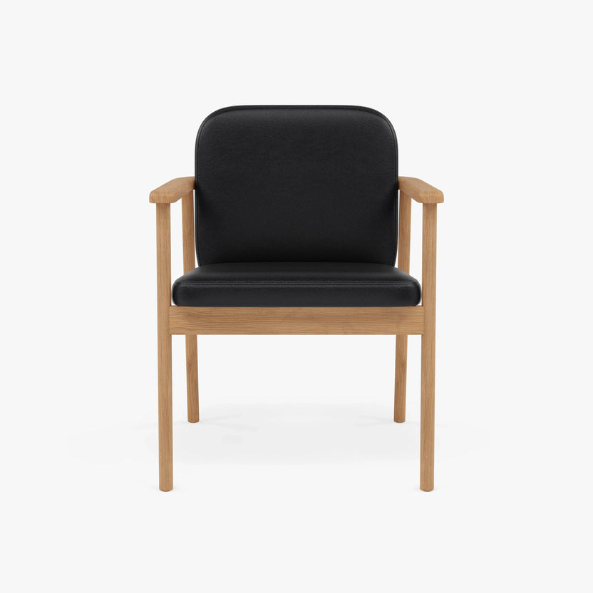 Jackson Dining Chair Black Leather Solid American Oak
