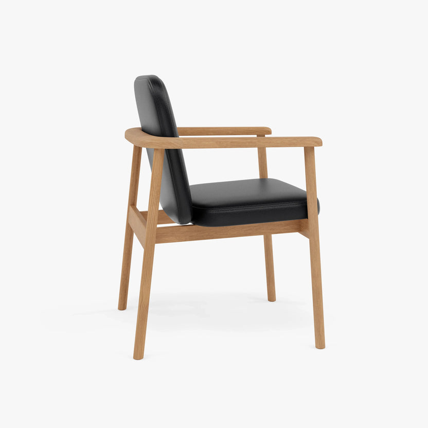 Jackson Dining Chair Black Leather Solid American Oak