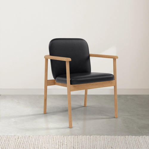 Jackson Dining Chair Black Leather Solid American Oak