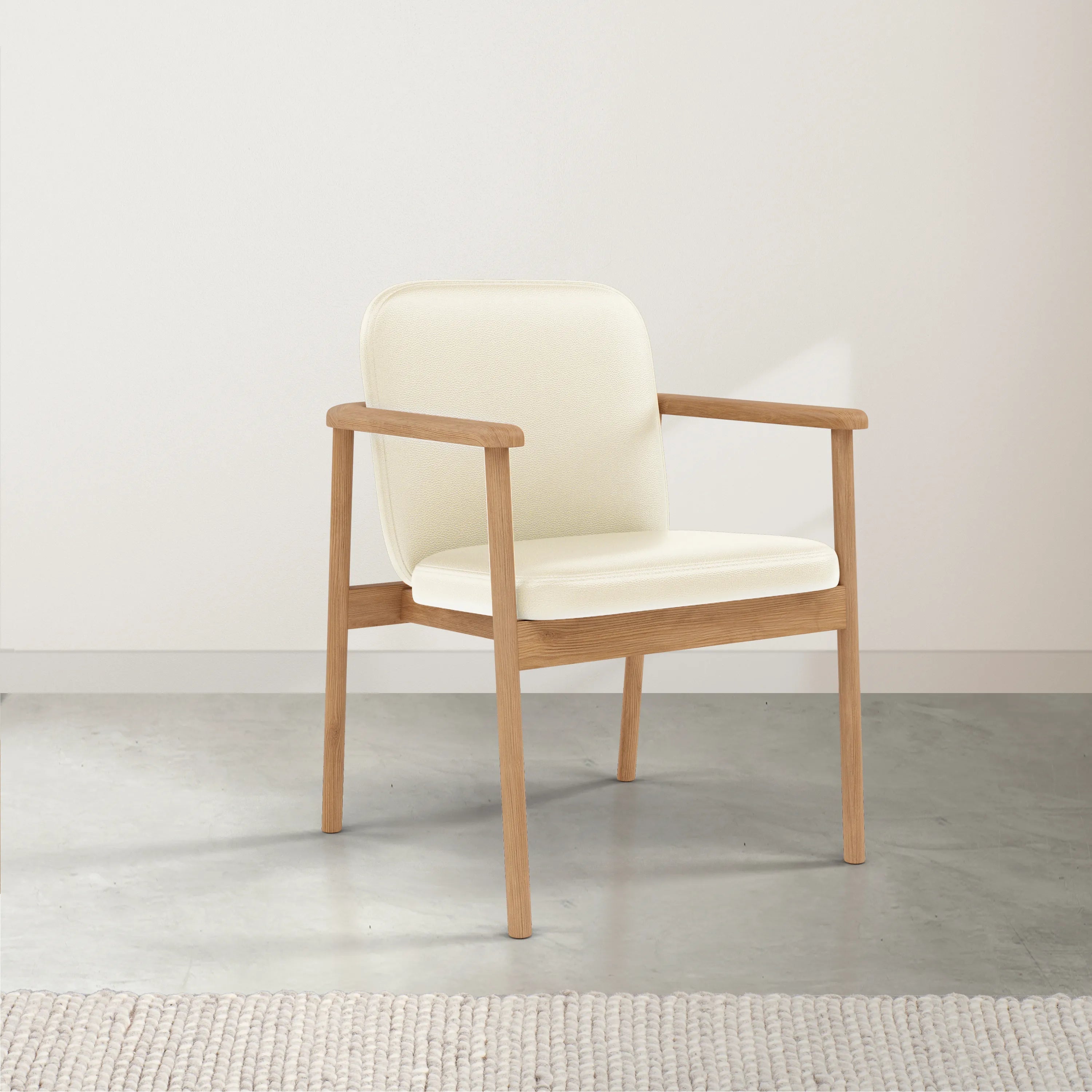 Jackson Dining Chair Cream Leather Solid American Oak
