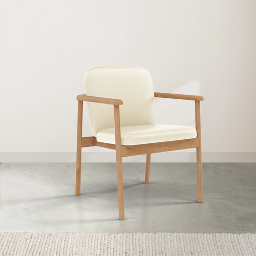 Jackson Dining Chair Cream Leather Solid American Oak