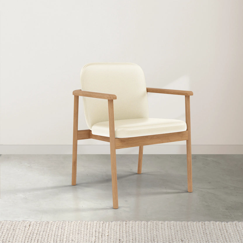 Jackson Dining Chair Cream Leather Solid American Oak