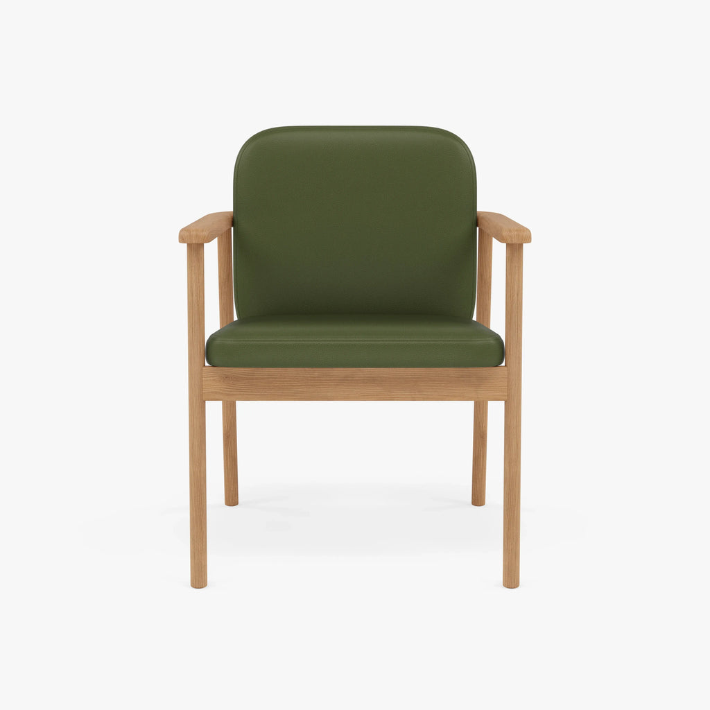 Jackson Dining Chair Green Leather Solid American Oak
