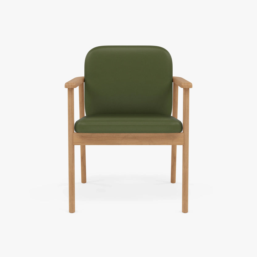 Jackson Dining Chair Green Leather Solid American Oak