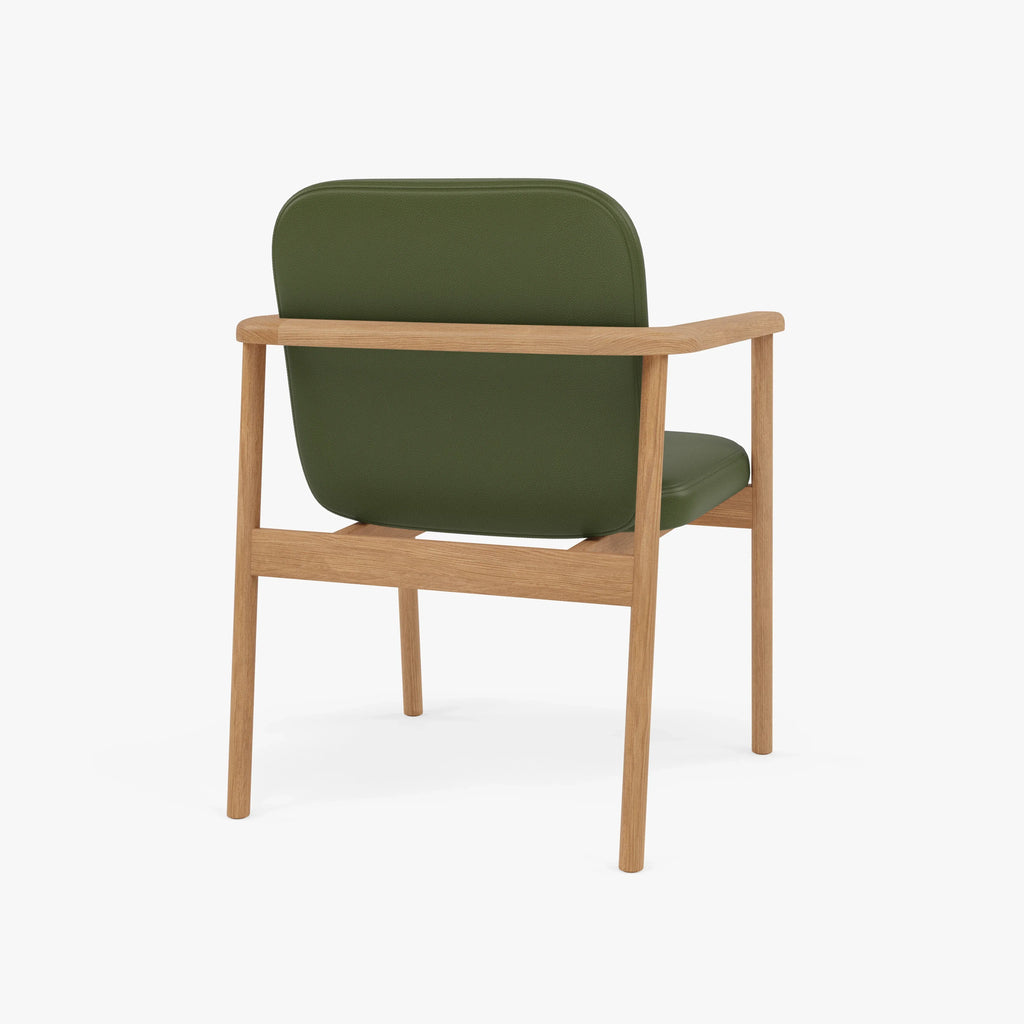 Jackson Dining Chair Green Leather Solid American Oak
