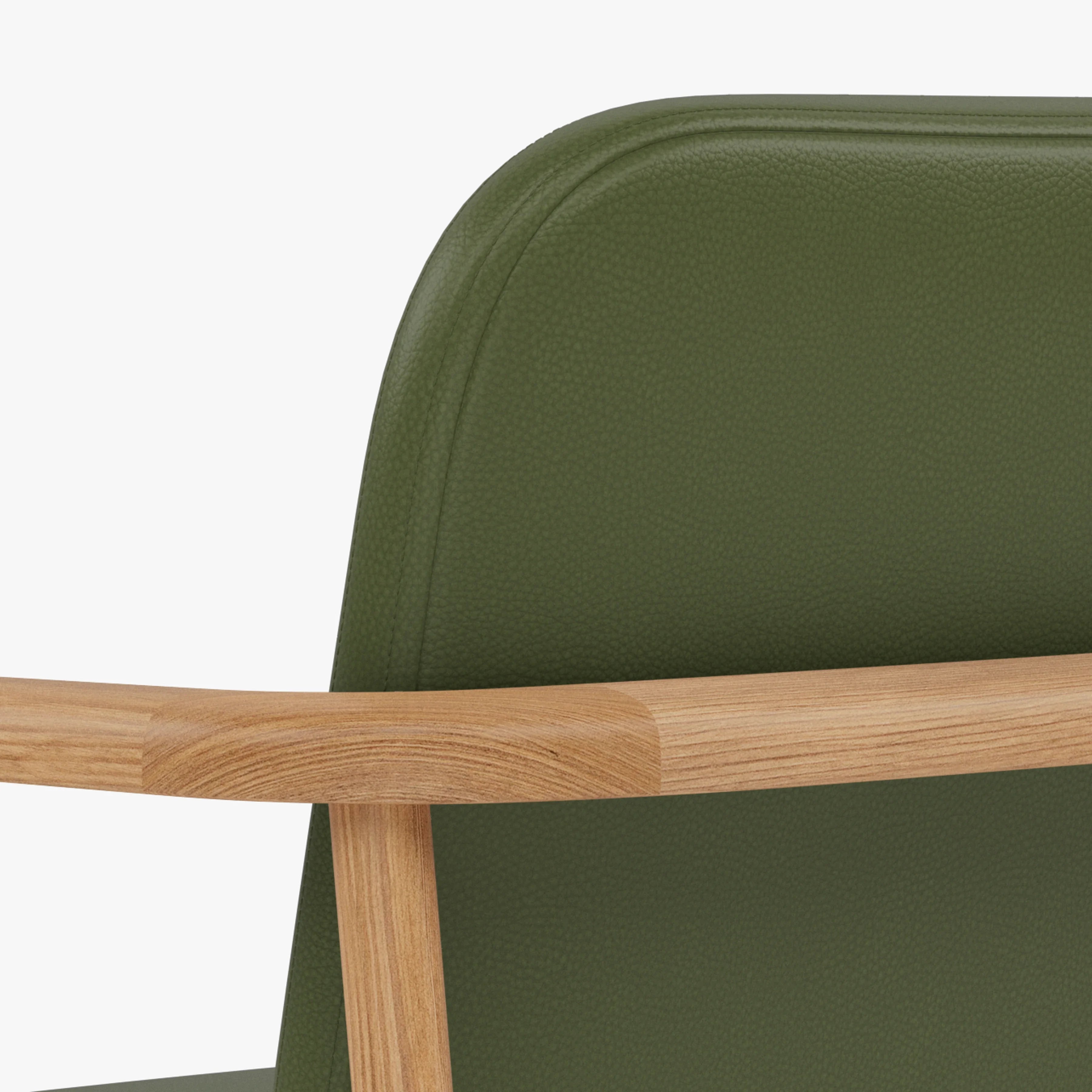 Jackson Dining Chair Green Leather Solid American Oak