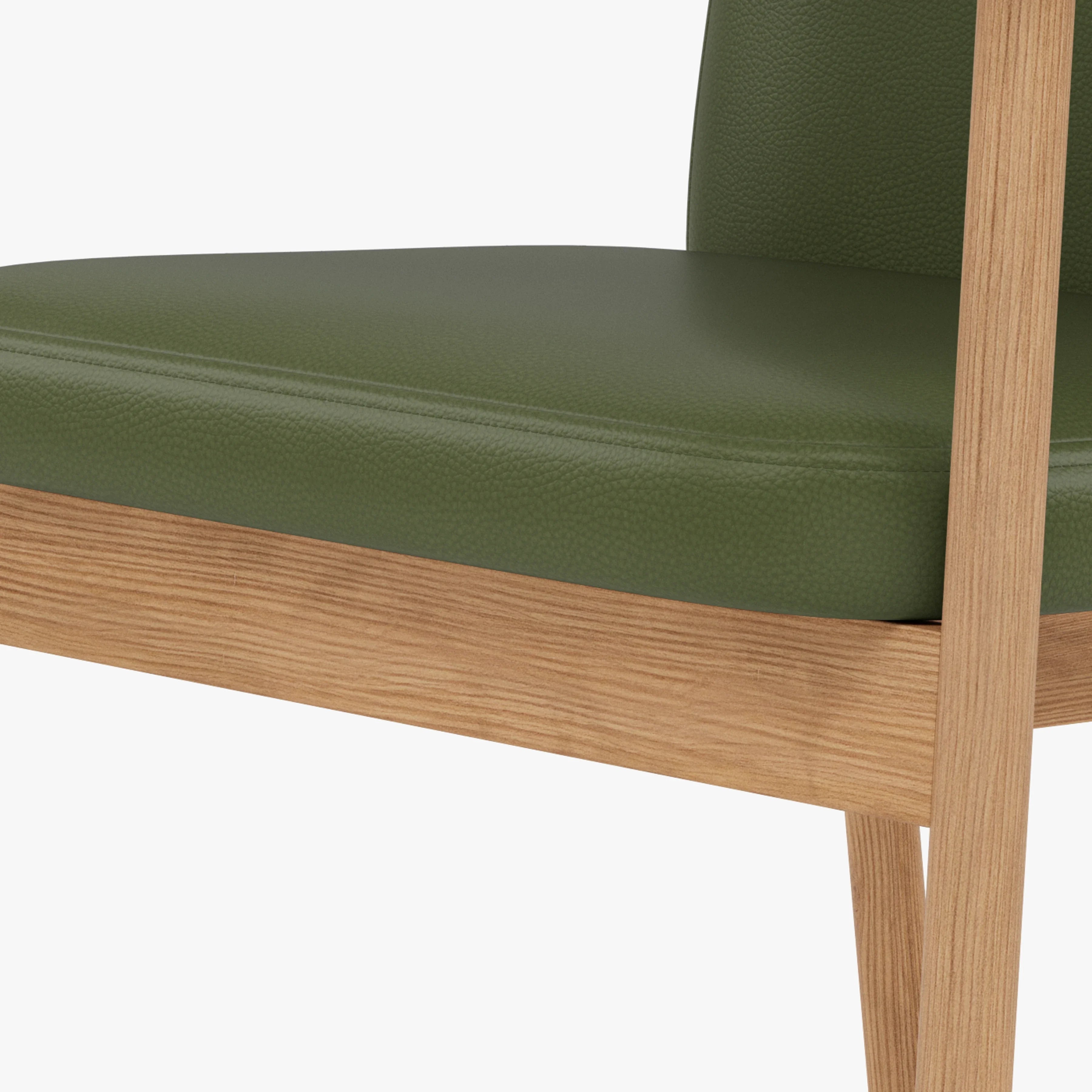 Jackson Dining Chair Green Leather Solid American Oak