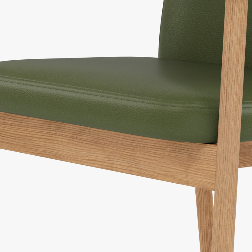 Jackson Dining Chair Green Leather Solid American Oak