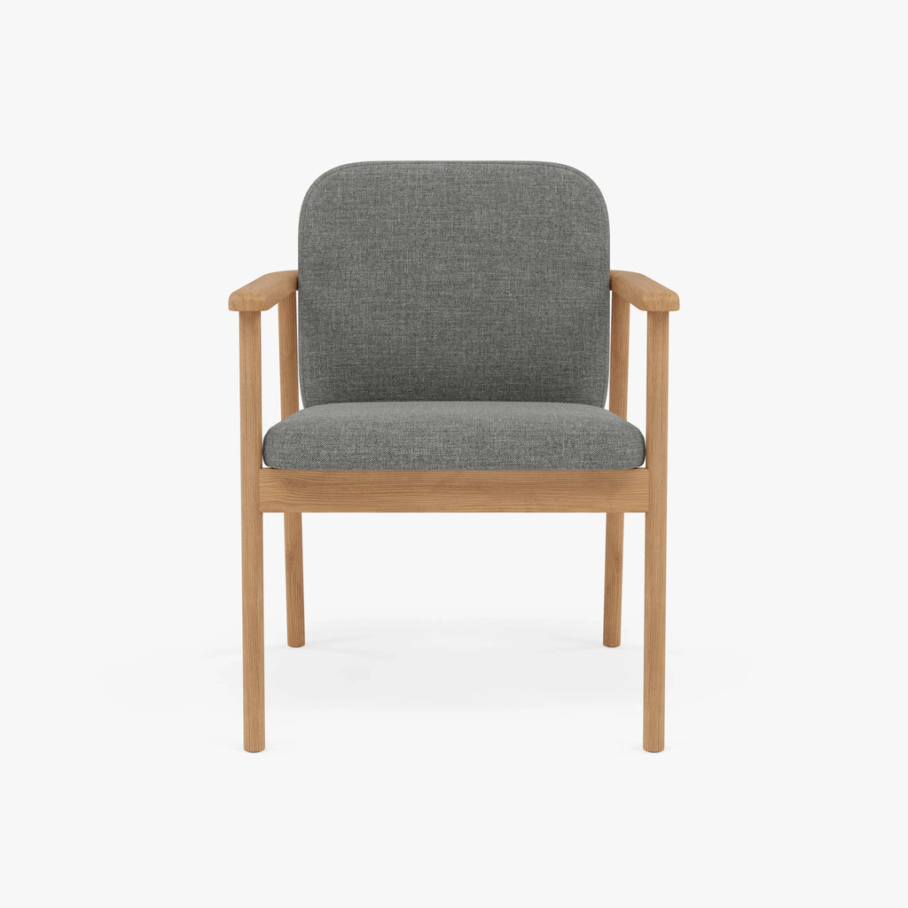 Jackson Dining Chair Pewter Gray Fabric Solid American Oak